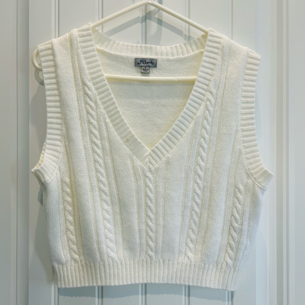 Cream Knit Sweater Vest